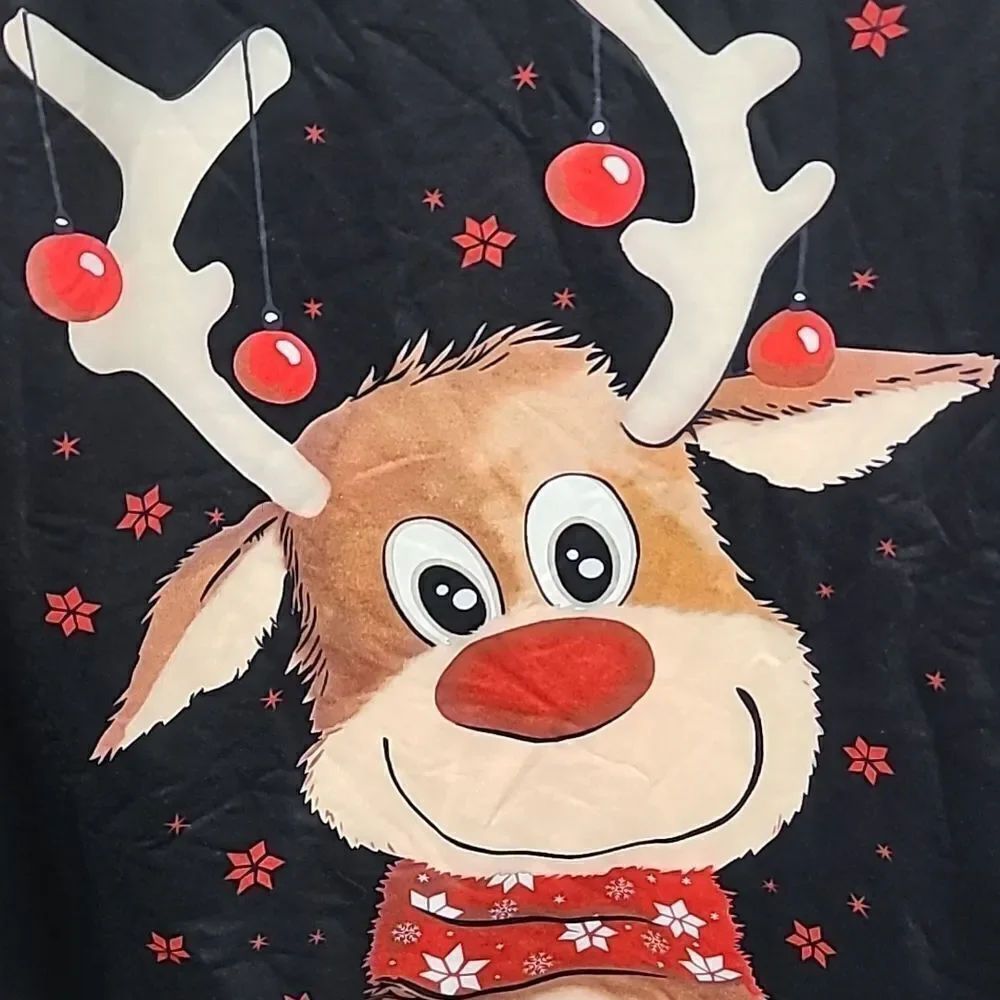Fleece Lined Red Buffalo Plaid Holiday Reindeer Women's Christmas Pajamas Set S